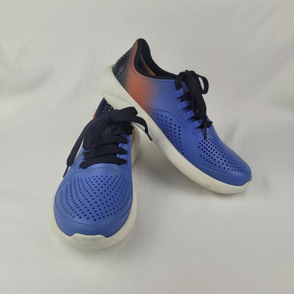 Crocs LiteRide Pacer Blue Orange Ombre Sneakers Womens 6 Active Shoes